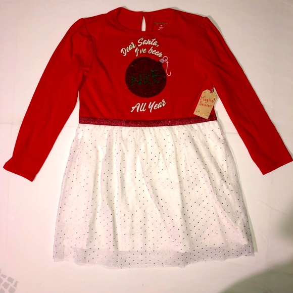 Magical Season Other - NWT Magical Season Christmas dress girls nice |naughty. Red white green. L 12/14
